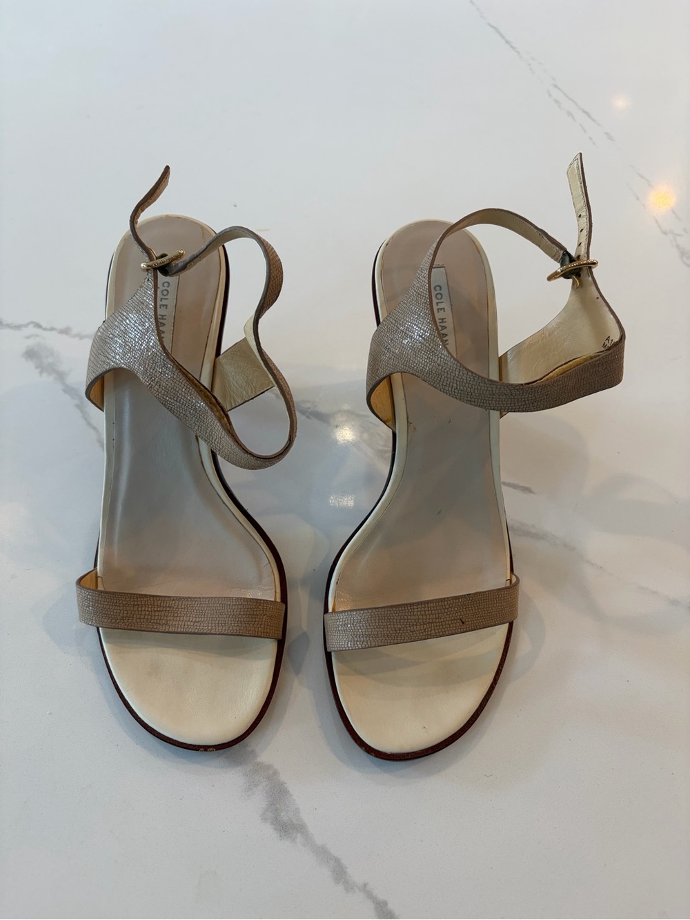 Cole Haan Beige Gold Slingback Sandals - Size 7.5B